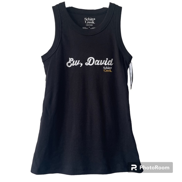 Schitt's Creek Ew David Ribbed Black Tank Top - Picture 2 of 9